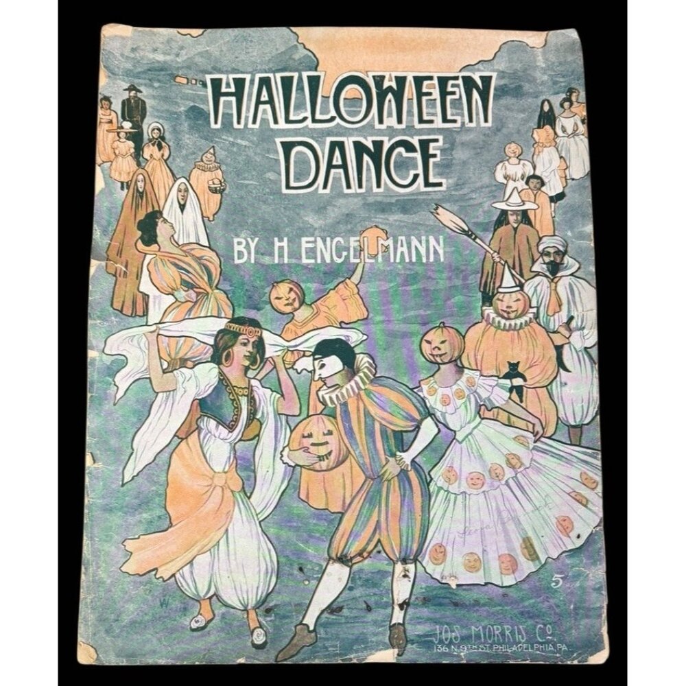 Antique 1908 LARGE SIZE "Halloween Dance" H Engelmann Jos Morris Co Sheet Music